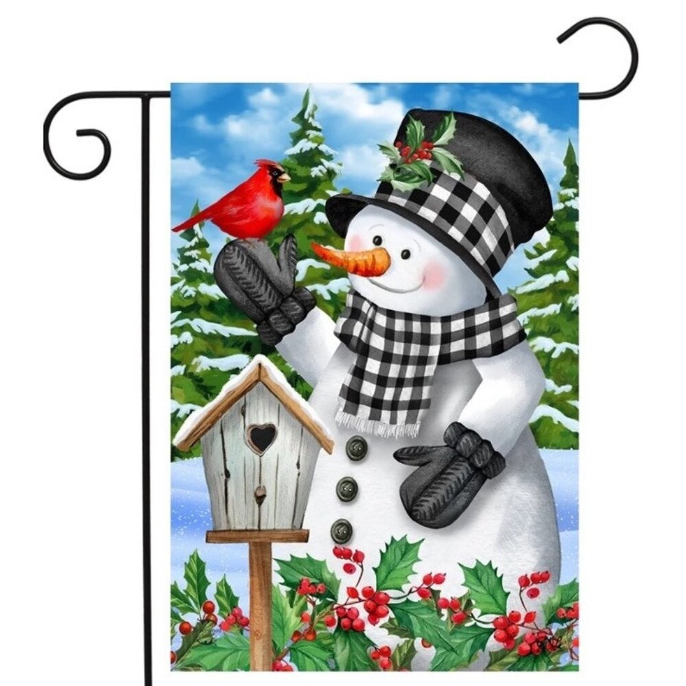 Christmas Garden Flag 12.5" x 18" Holiday Decor Winter Snowman Cardinal Bird